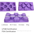 FDA LFGB 8-cup Silicone Human Heart Shape Soap Mold/Cake Mold